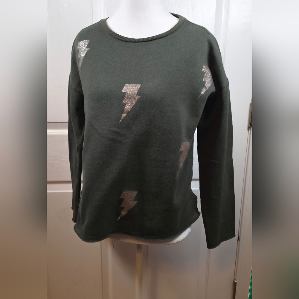 Zara Kids Lightning Bolt Sweatshirt Youth 13/14 (164) – Glitter Bolt Graphic